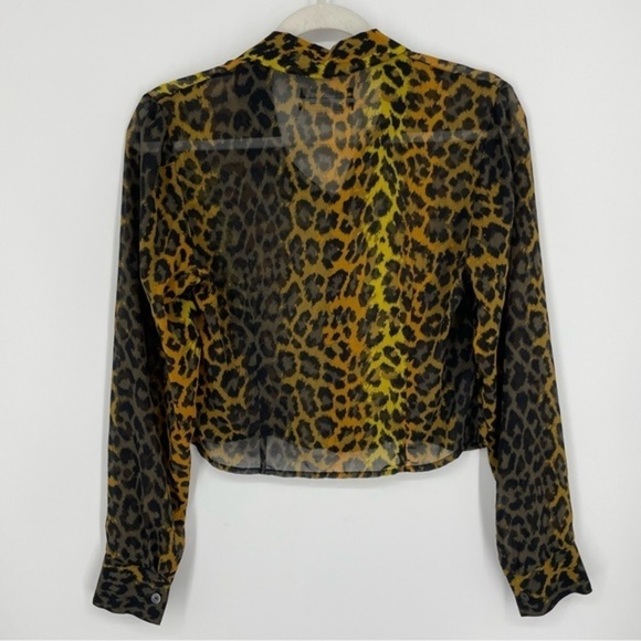 Urban outfitters leopard cheetah‎ animal print button front cropped shirt M - Picture 6 of 8